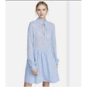 GANNI Printed Georgette Cottage core Dress EU 38 US M Forever Blue Floral